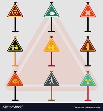 Warning road signs collection set of traffic vector image