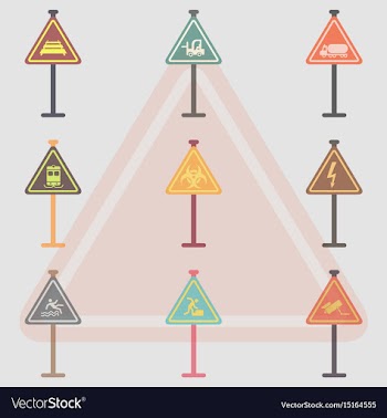 Warning road signs collection set of traffic vector image