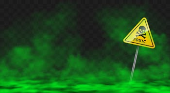 Warning sign in toxic green smoke or fog clouds Free Vector