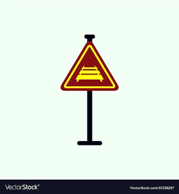 Warning traffic sign railroad vector image