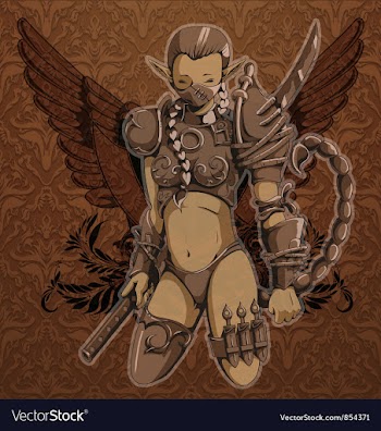 Warrior girl with wings vector image