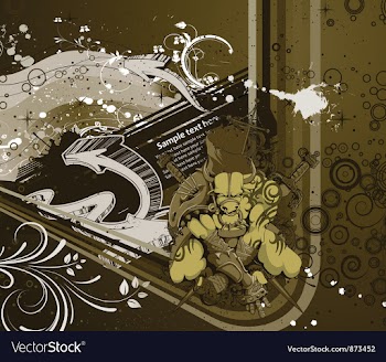 Warriror with grunge background vector image