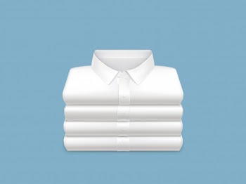 Washed, clean, ironed and folded in stack white shirts 3d realistic Free Vector