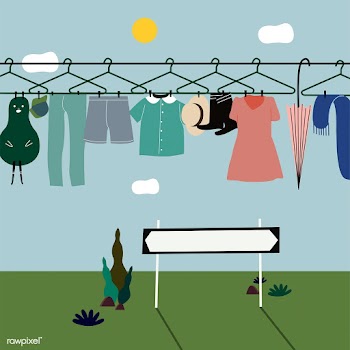 Washed clothes hanging on the clothes line | Free stock vector - 462103