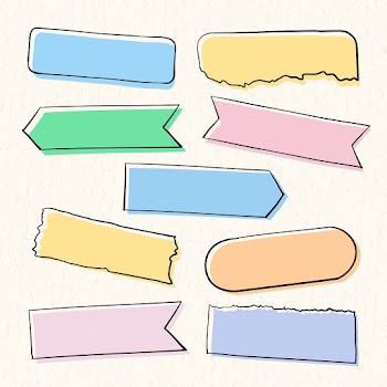 Washi tape psd pastel set in hand drawn style | Free stock illustration | High Resolution graphic