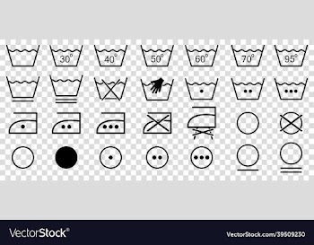 washing symbols set line art style laundry