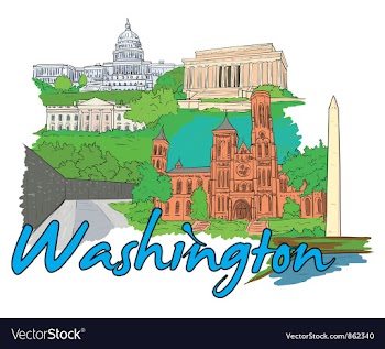 Washington doodles vector image