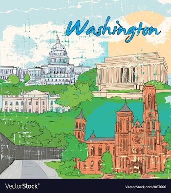 Washington doodles vector image