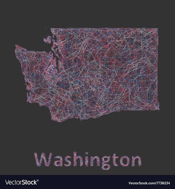 Washington line art map vector image