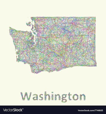 Washington line art map vector image