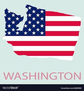 Washington state of america with map flag print vector image