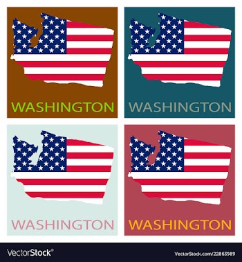 Washington state of america with map flag print vector image