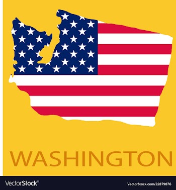 Washington state of america with map flag print vector image