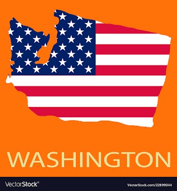 Washington state of america with map flag print vector image