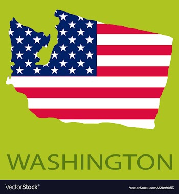 Washington state of america with map flag print vector image