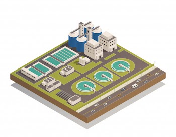 Waste water cleaning isometric composition Free Vector