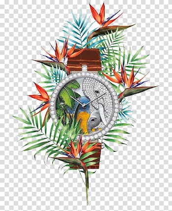 Watch Fashion Illustration, Watch leaves transparent background PNG clipart
