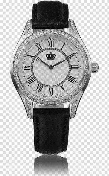 Watch Quartz clock White Dial, Black leather white dial watches transparent background PNG clipart