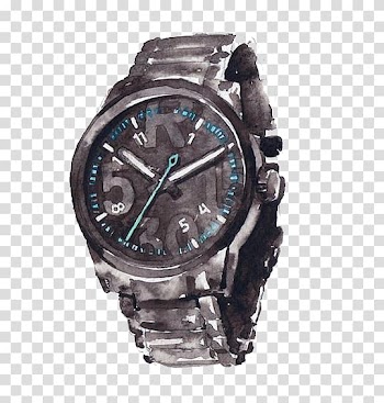Watch Watercolor painting Strap Illustration, Watercolor watches transparent background PNG clipart