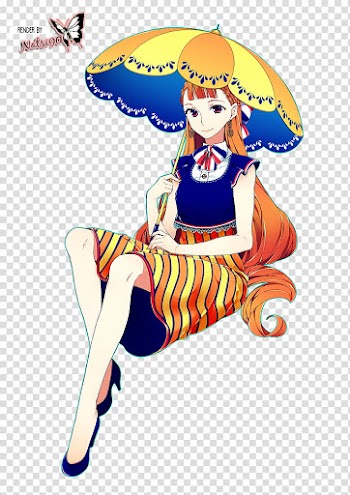 Watchers, orange-haired female anime illustration transparent background PNG clipart