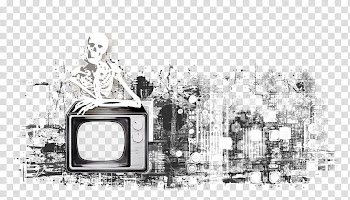 Watchers Resource, skeleton and CRT TV illustration transparent background PNG clipart