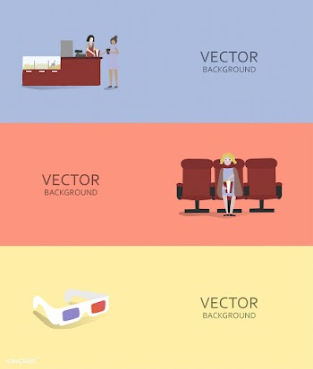 Watching movies vector background set | Free stock vector - 384839