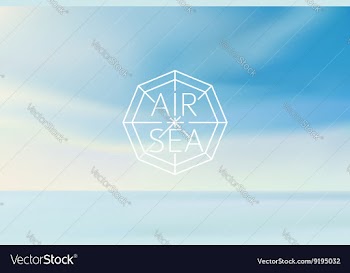  					Water and sky blurred background with line sign vector image														