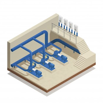Water cleaning system isometric composition Free Vector