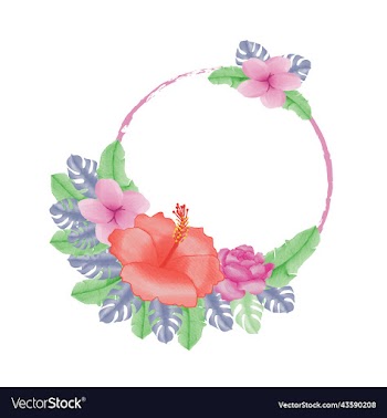 water color floral frame round flower