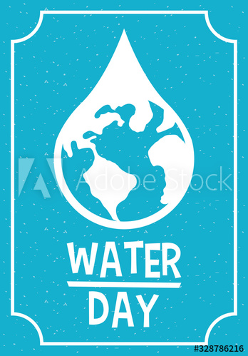 water day poster with drop and world