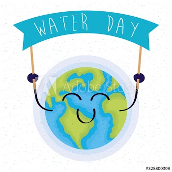 water day poster with happy world planet earth character