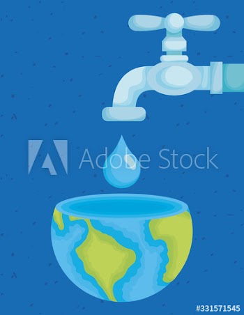 water day poster with tap and world planet in drop