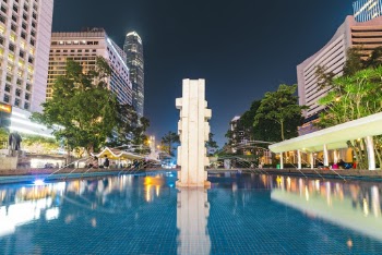 Water Fountain and High-rise Buildings