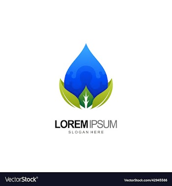 water logo with leaf design and template