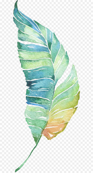 Water painted green leaves 