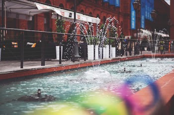 Water spraying into the air from fountain