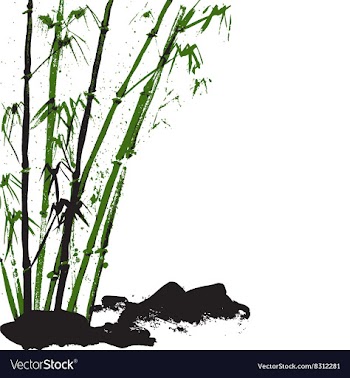 Watercolor background with bamboo and stones vector image