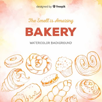 Watercolor bakery background Free Vector
