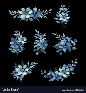 watercolor blue floral arrangement collection