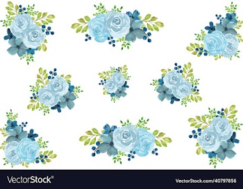 watercolor blue flowers pattern