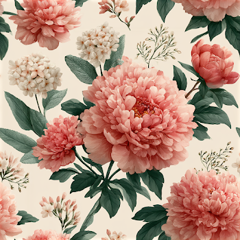 Watercolor Blush Pink Peony Seamless Pattern