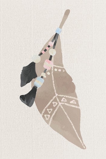 Watercolor Bohemian feather psd earth tone