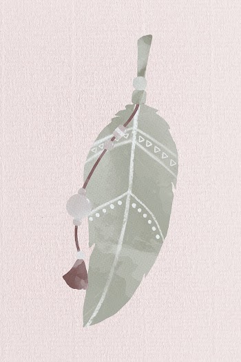 Watercolor Boho feather psd earth tone