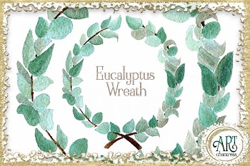 Watercolor Boho Greenery Eucalyptus wreath PNG