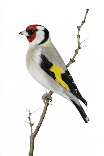 Watercolor British Bird on White Background