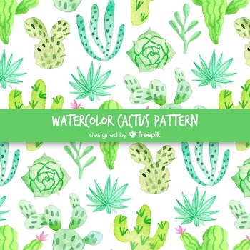 Watercolor cactus pattern
