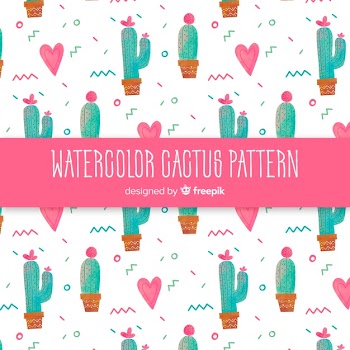 Watercolor cactus pattern