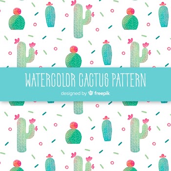 Watercolor cactus pattern