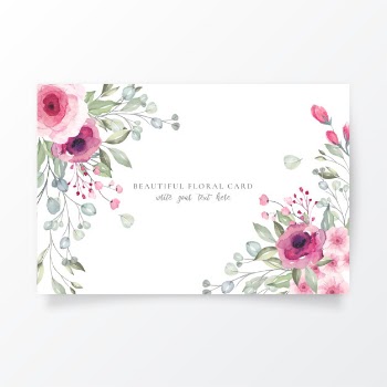 Watercolor card template with lovely flowers Free Vector