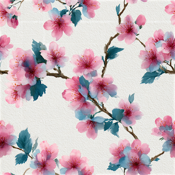 Watercolor Cherry Blossom Pattern
